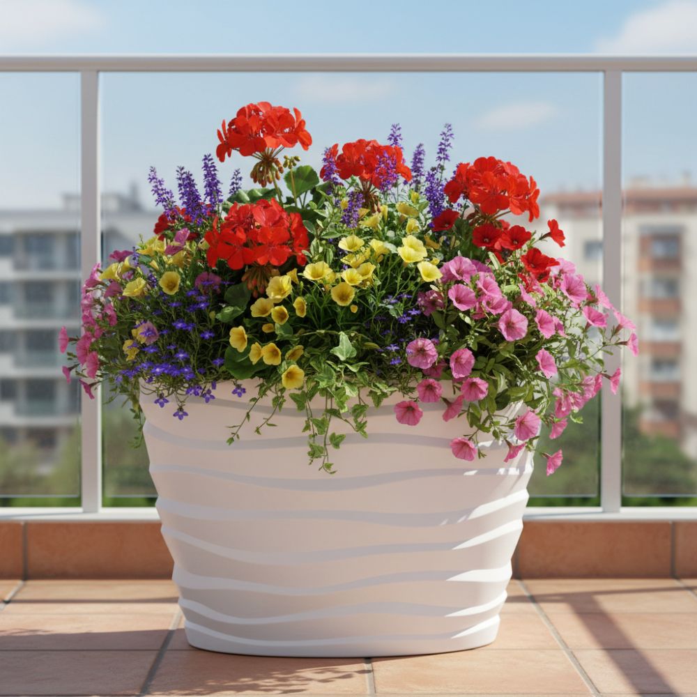 Ζαρντινιέρα Οβάλ Ψηλή Bora 60X39Xh58cm