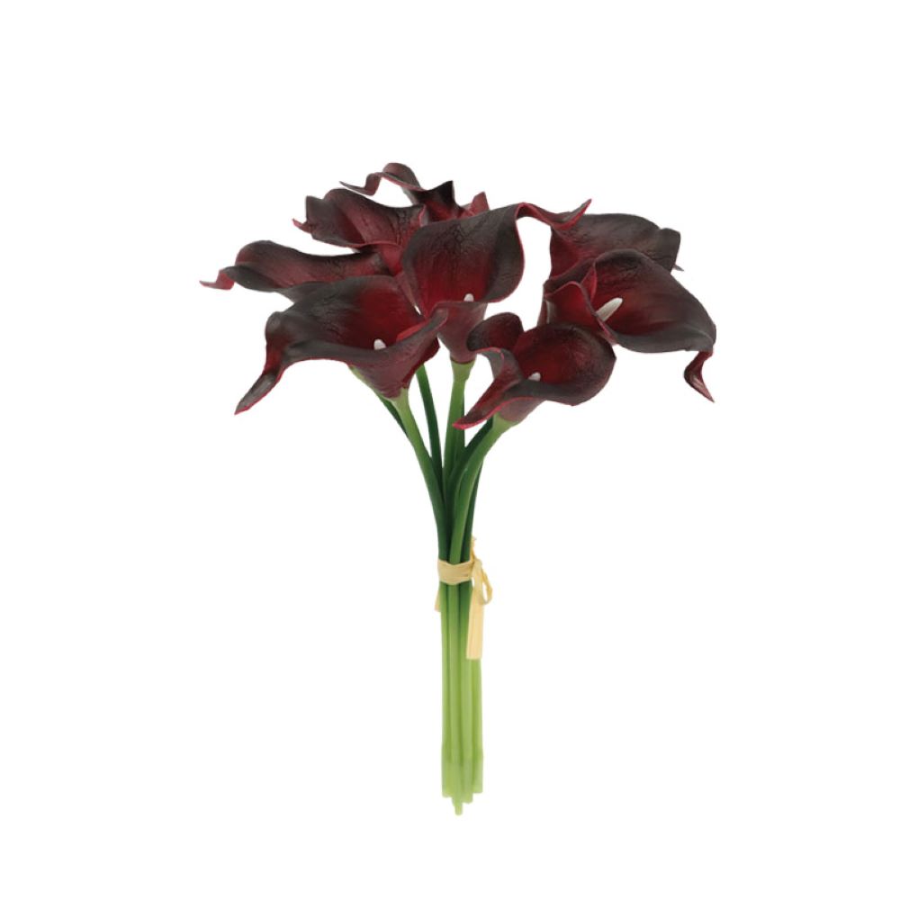 Κάλλα Μπορντώ Συνθετικό Μπουκέτο με 8 Άνθη - 18x17x35cm