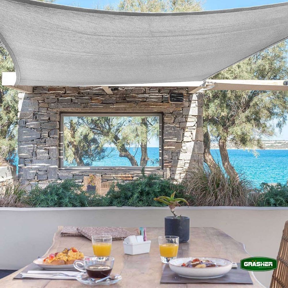 Πανί / Δίχτυ Σκίασης Ορθογώνιο Γκρί 3x5m GRASHER Με Κρίκους - Image 13